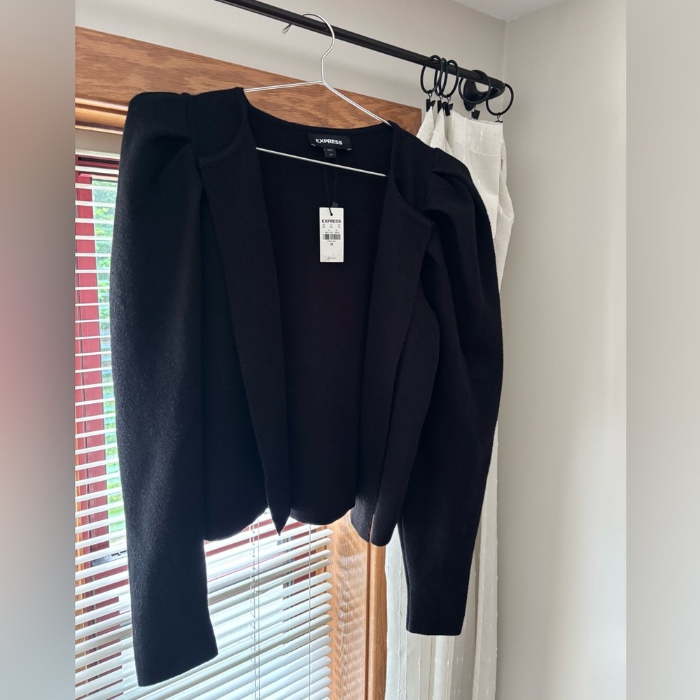 Express Black Puff Sleeved Sweater